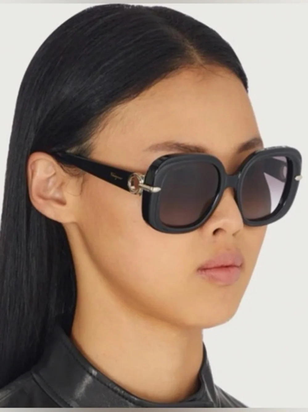 Salvatore Ferragamo Black Square Gradient Lens Sunglasses
